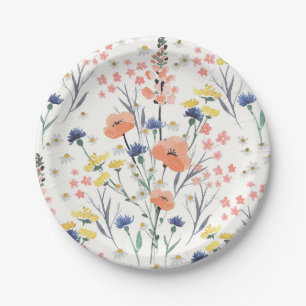 Wildblumen-Aquarell-Blumen-Baby-Party Pappteller