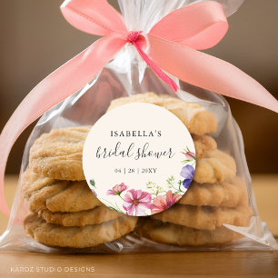 Wildblumen-Aquarell-Blumen-Brautparty Runder Aufkleber