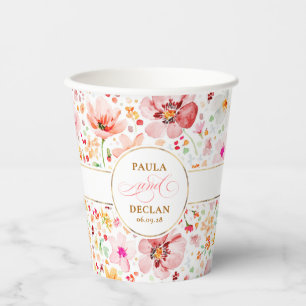 Wildblumen Aquarell Floral Elegant Boho Hochzeit Pappbecher