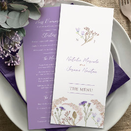 Wildblumen Aquarell Hochzeit im Herbst Flat Menu Menükarte