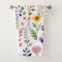 Wildblumen-Aquarell-Wiese Botanische Blumen