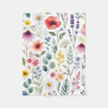Wildblumen-Aquarell-Wiese Botanische Blumen