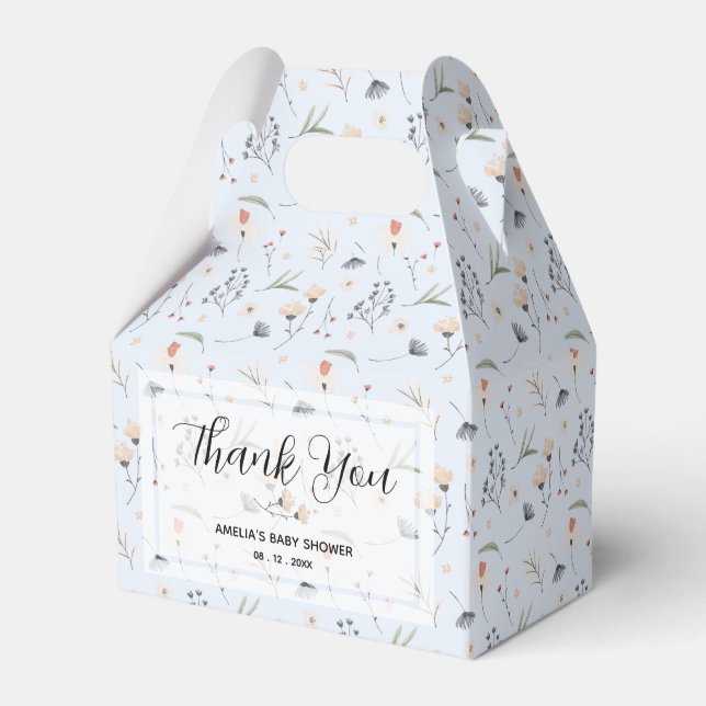 Wildblumen auf Blue Baby Dusche Geschenkschachtel (Vorderseite)