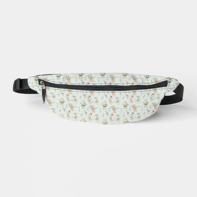 Wildblumen auf dem hellgrünen Fannenpaket Bauchtasche (Vorderseite)