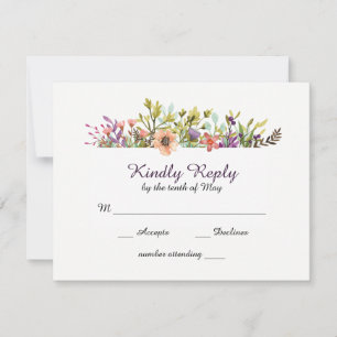 Wildblumen auf der Bergwelt Wasserfarbenhochzeit RSVP Karte