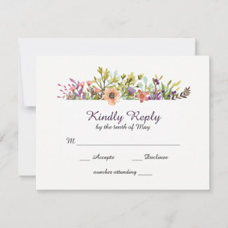Wildblumen auf der Bergwelt Wasserfarbenhochzeit RSVP Karte