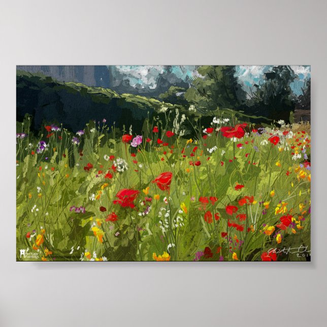 Wildblumen auf der Burg Wentworth Yorkshire - Post Poster (Vorne)