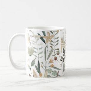 Wildblumen auf der Weide: Aquarellenkarm. Kaffeetasse