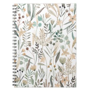 Wildblumen auf der Weide: Aquarellenkarm. Notizblock