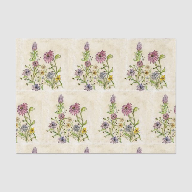 Wildblumen auf Gewebepapier Seidenpapier (Vorderseite)