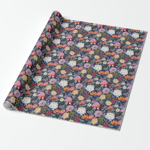 Wildblumen auf Schwarz Geschenkpapier