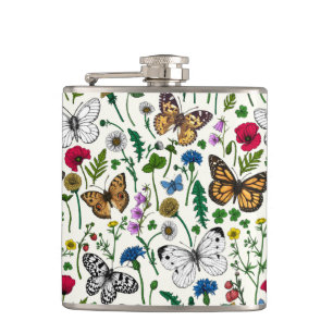 Wildblumen auf weißem Kolben Flachmann
