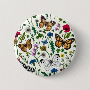 Wildblumen auf weißer Taste Button