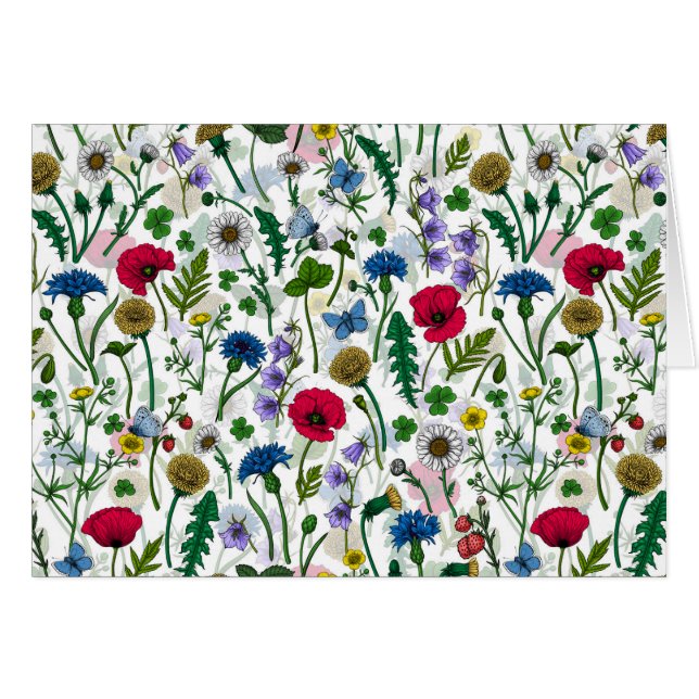 Wildblumen auf weißlich (Vorderseite (Horizontal))