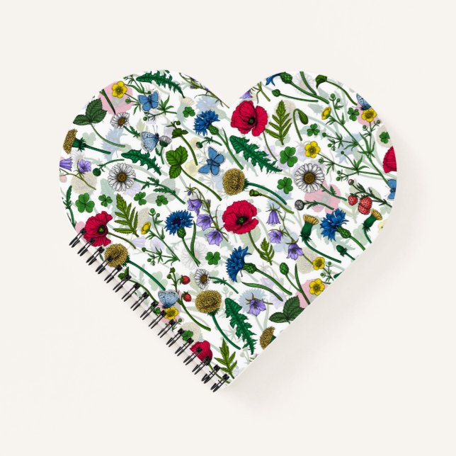 Wildblumen auf weißlich notizbuch (Vorderseite)