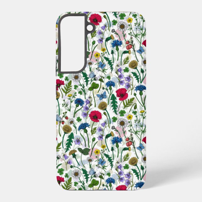 Wildblumen auf weißlich samsung galaxy hülle (Rückseite)