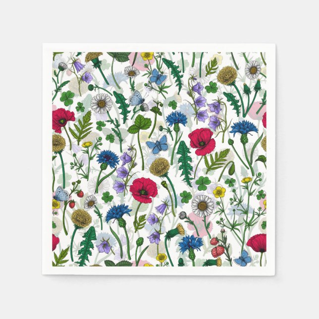 Wildblumen auf weißlich serviette (Vorderseite)