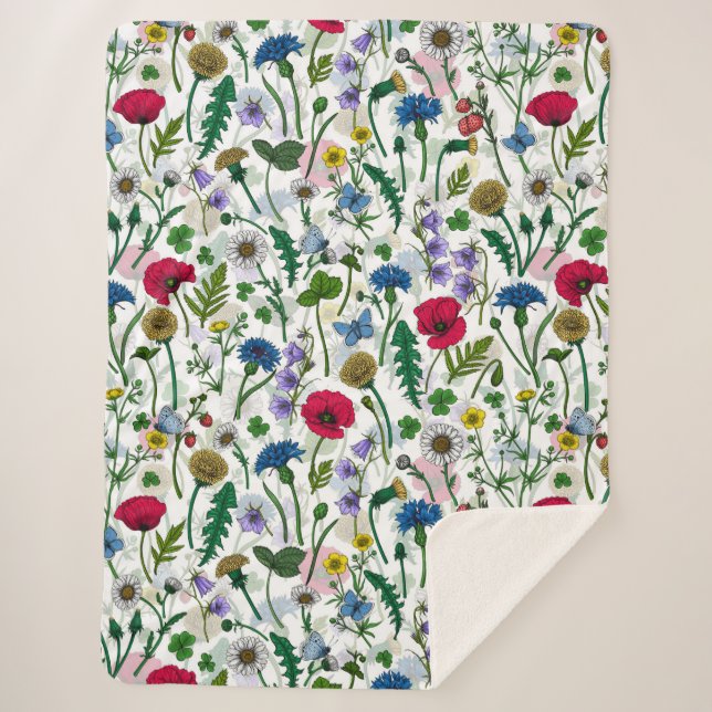 Wildblumen auf weißlich sherpadecke (Vorderseite)