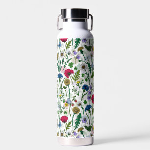 Wildblumen auf weißlich trinkflasche