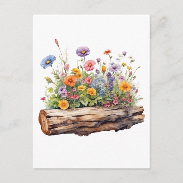 Wildblumen aus Holz Postkarte (Vorderseite)