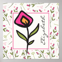 Wildblumen aus rosa und grünem, langem Stechen Per