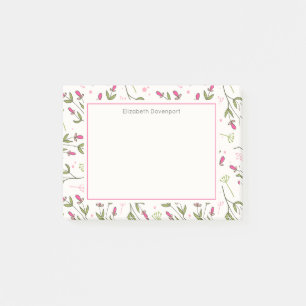 Wildblumen aus rosa und grünem, langem Steg Post-it Klebezettel