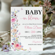Wildblumen-Baby-Aufblühen Florale Babyparty-Einlad