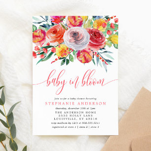 Wildblumen-Baby-Aufblühen Florale Babyparty Einladung