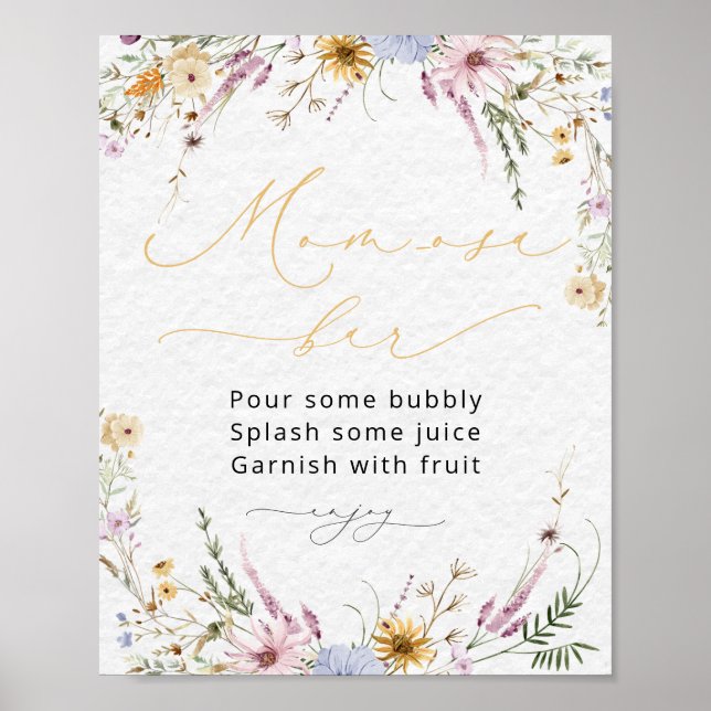 Wildblumen Baby Dusche Mama-osa Bar Poster (Vorne)