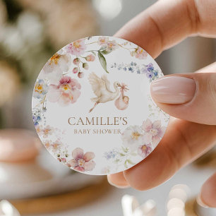 Wildblumen-Baby-Duschparty Runder Aufkleber