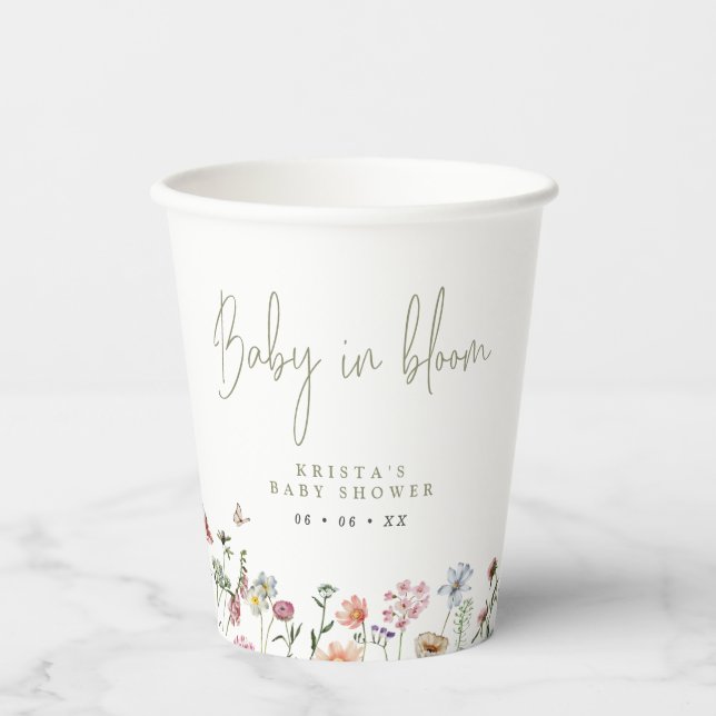 Wildblumen Baby im Blümchen-Kinderdusche Pappbecher (Vorderseite)