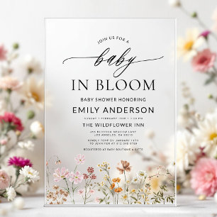 Wildblumen-Baby-in-Bloom-Baby-Shower Acryleinladungen