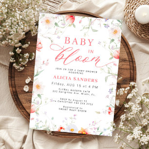 Wildblumen-Baby-in-Bloom-Babyshower für Mädchen Einladung