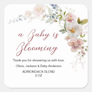 Wildblumen Baby in Bloom Elegante Moderne Quadratischer Aufkleber
