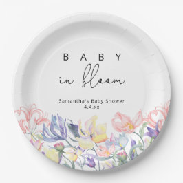 Wildblumen - Baby in blühender Babydusche Pappteller