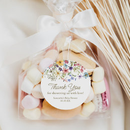 Wildblumen-Baby-in-Blüte-Baby-Party-Geschenkanhäng Runder Aufkleber