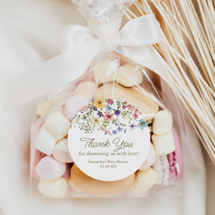 Wildblumen-Baby-in-Blüte-Baby-Party-Geschenkanhäng Runder Aufkleber