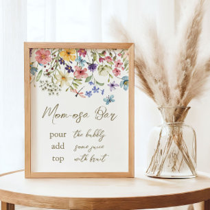 Wildblumen-Baby-In-Blüte-Baby-Party-Momosa-Schild Poster