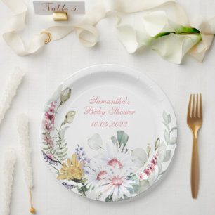 Wildblumen-Baby in Blüte Baby Shower Papierplatte Pappteller