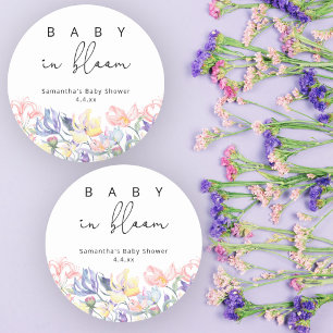 Wildblumen - Baby in Blüte Baby Shower Runder Aufkleber