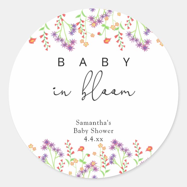Wildblumen - Baby in Blüte Runder Aufkleber (Vorderseite)