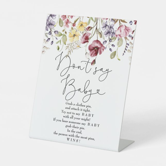Wildblumen Baby in Blütendusche sagen nicht Baby Sockelschild (Vorderseite)