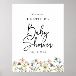 Wildblumen-Baby-Party Poster