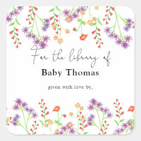 Wildblumen- Baby Shower Exlibris, Bücher für Baby