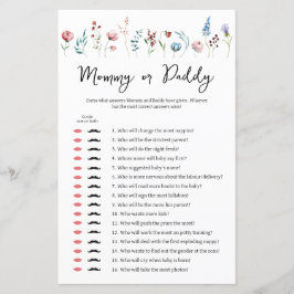 Wildblumen Baby Shower Mommy oder Daddy Game