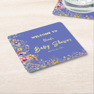 Wildblumen-Baby-Shower-Papieruntersetzer Rechteckiger Pappuntersetzer