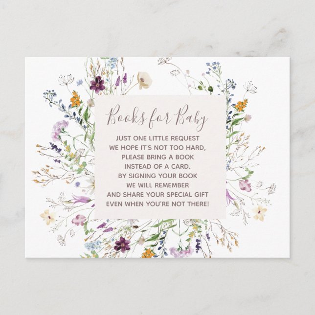 Wildblumen Babybucheinführungskarte Postkarte (Vorderseite)