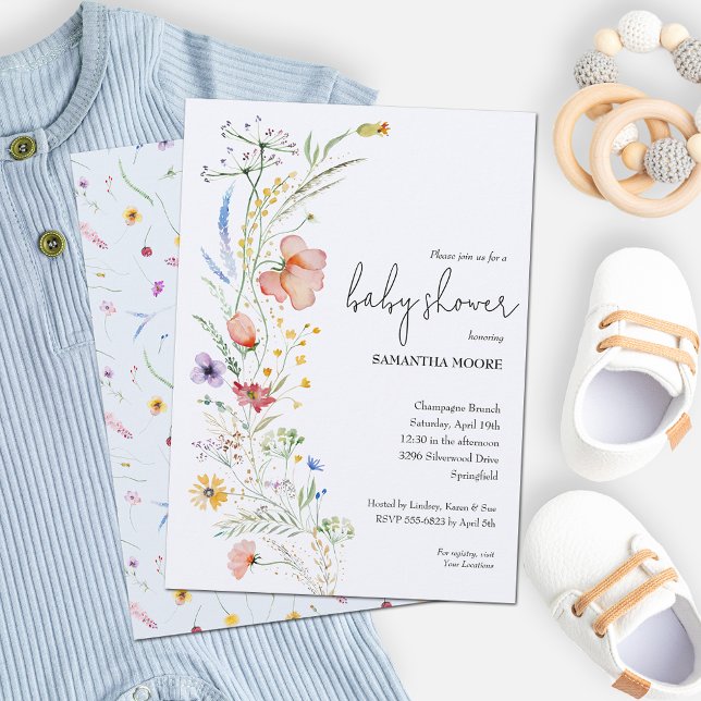Wildblumen Babydusche Einladung (Wildflowers boy baby shower invitations - Order INSTANT DOWNLOAD and or PRINTED or both! )