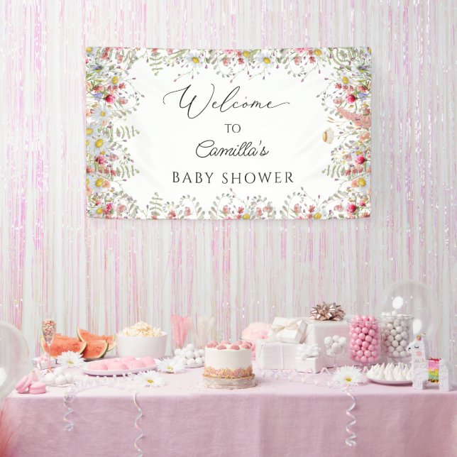 Wildblumen Babydusche Hintergrund-Banner Banner (Party)