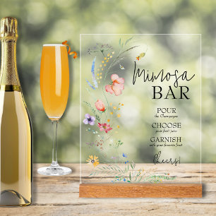 Wildblumen Babydusche Mimosa Bar Acrylschild